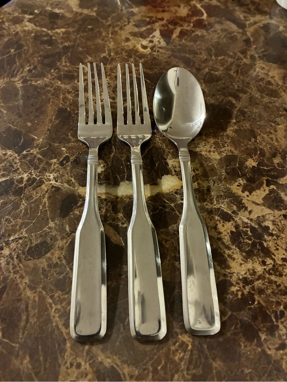 Cambridge Glossy Stainless Steel Flatware Set 2 Dinner Forks & Soup Spoon